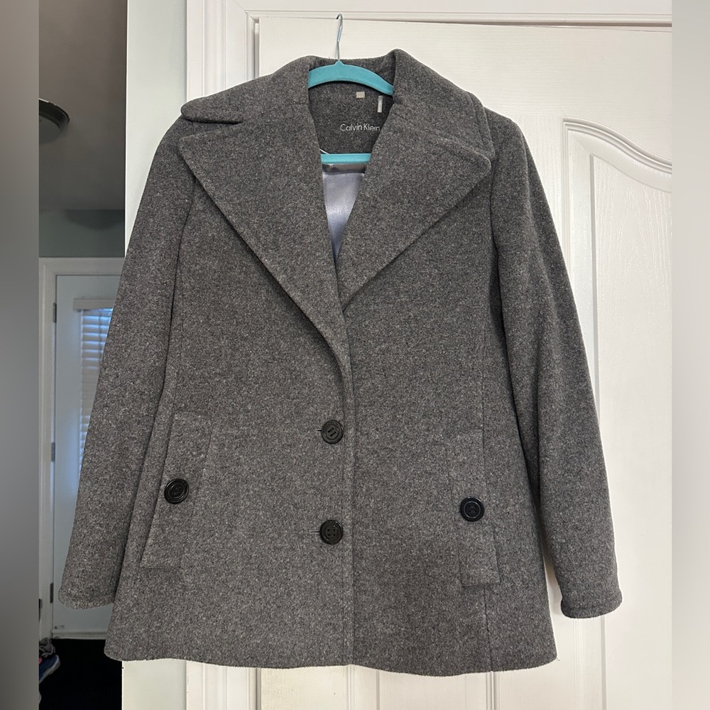 Calvin Klein Charcoal Double-Breasted Peacoat